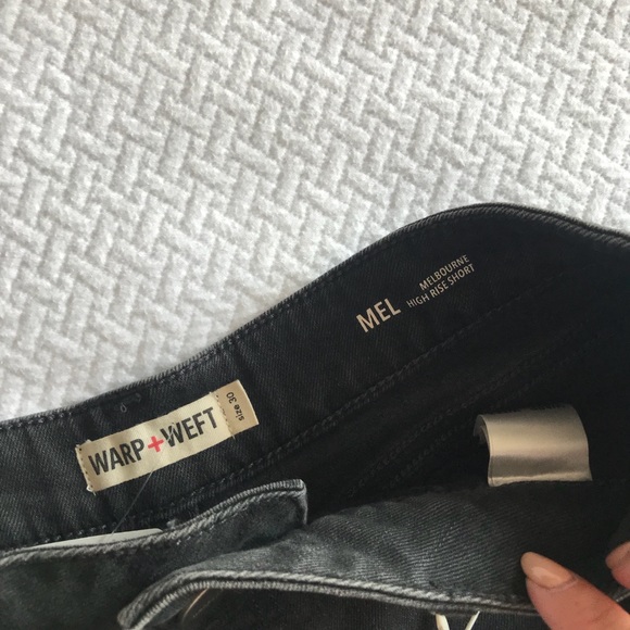 NWT warp and weft black cuffed denim jean shorts - Picture 4 of 4